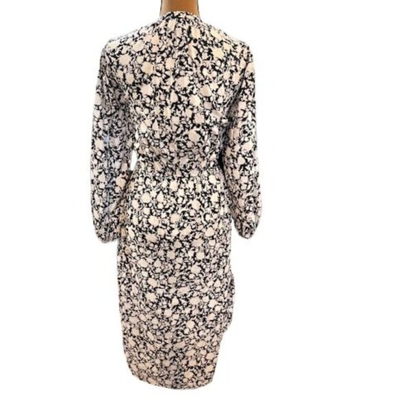 J. Crew Long Sleeve Floral Button-Down Midi Dress with Elastic Tie Waist in Blue - Picture 5 of 8